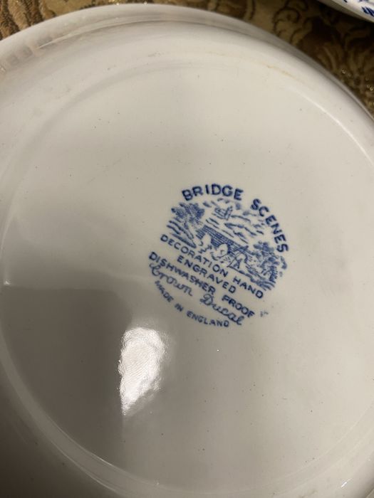 Комплект от 6 дълбоки чинии Crown Ducal „Bridge Scenes“ – Англия