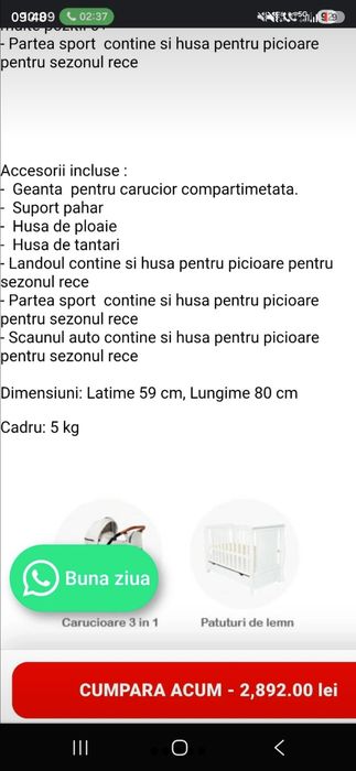 Carucior krausman 3in1 owo  plus turqoise