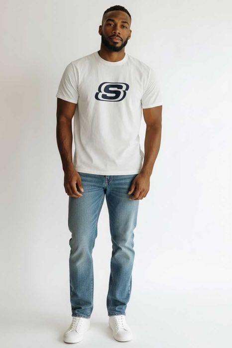 Мъжка тениска, SKECHERS, Heritage Logo, Бяла