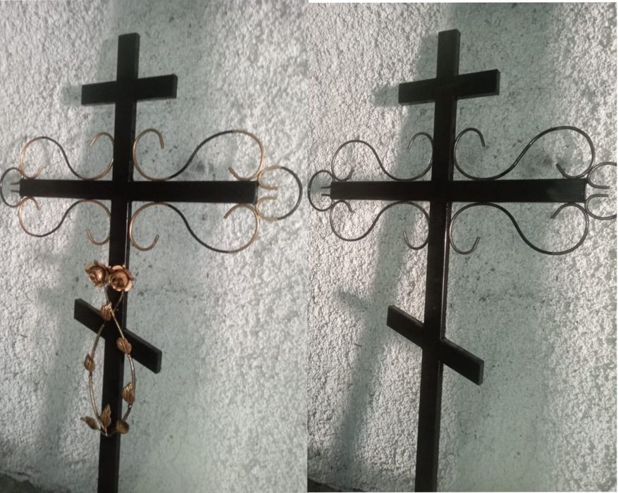 Оградки, столики, кресты, лавочки.