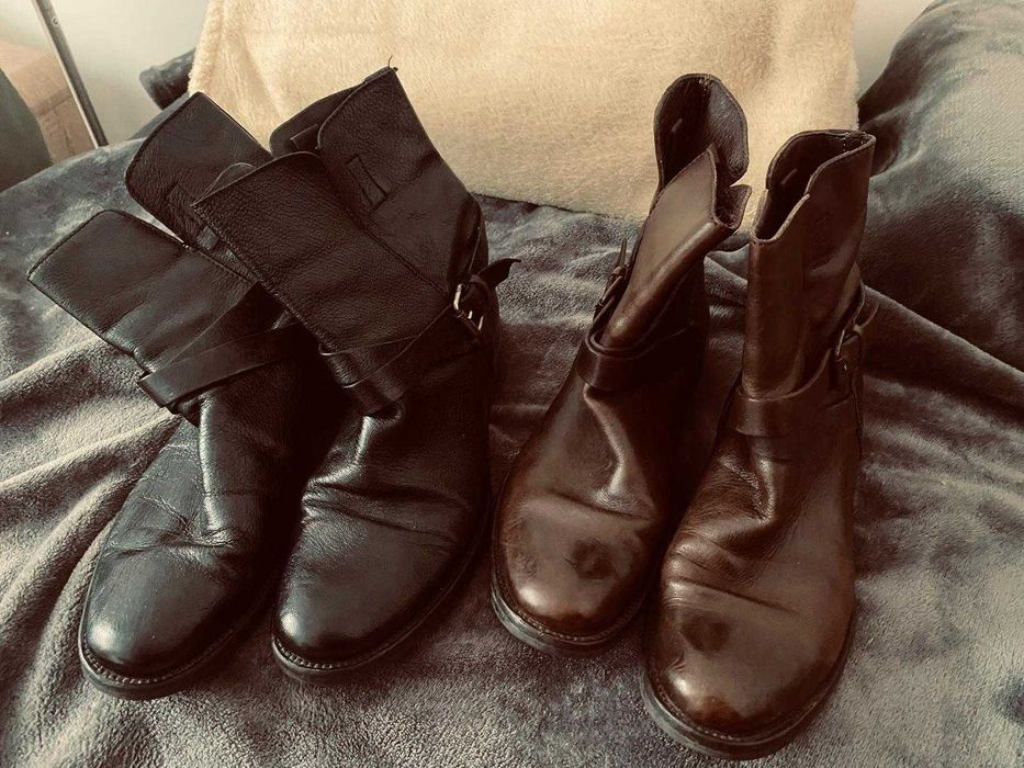 Ghete negre/maro piele