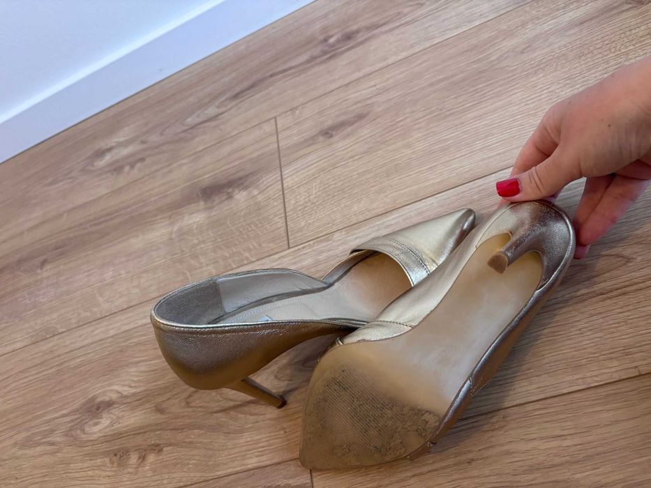 Pantofi toc aurii piele Smiling Shoes nr. 38