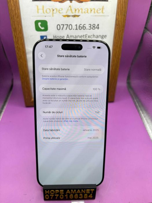 HOPE AMANET P2-Iphone 16 pro max 256 GB/100 BAT 134 cicl