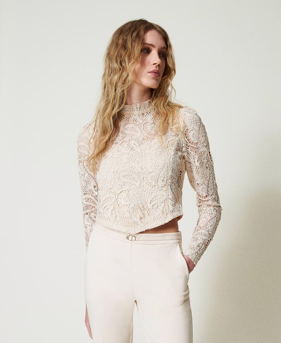Блуза Twinset от дантела макраме,L/XL, подплатена, нова с етикет!