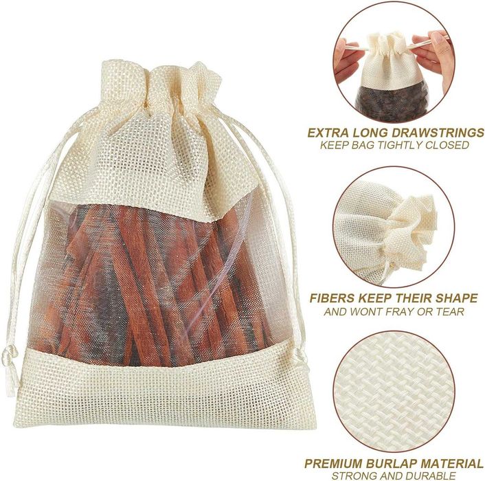 Подаръчни торбички от чул от ленена органза с шнур за сувенири