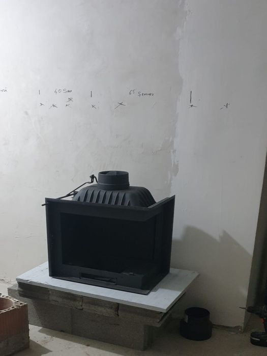 Semineu fonta, 2 fete sticla, pe colt