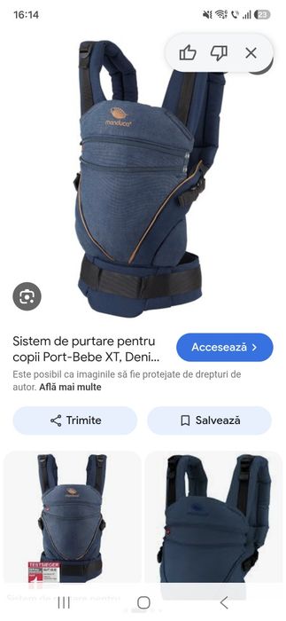 Sistem de purtare pentru copii Port-Bebe Manduca