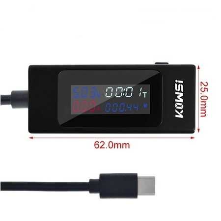 Tester digital USB Type C Voltmetru Ampermetru 4-30V 6.5A KWS-065C