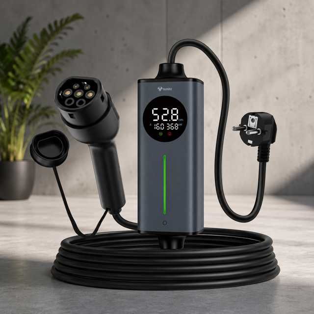 Cablu încărcare mașină electrică Type 2, 8m, 16A, 3.68kW, RCD AC+DC