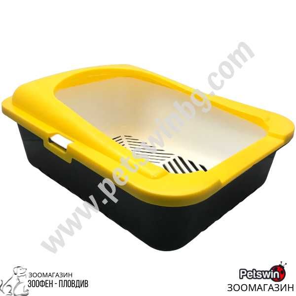 Котешка Тоалетна- с Борд- 50/38/19см- Жълто-Черна- Ръчно Самопочистващ
