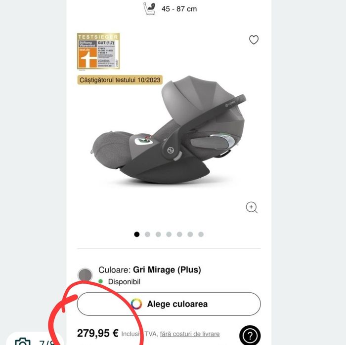 Sistem 3-în-1 Cybex Talos S Gold – Ca Nou, la Cutie Scoică și Adaptori