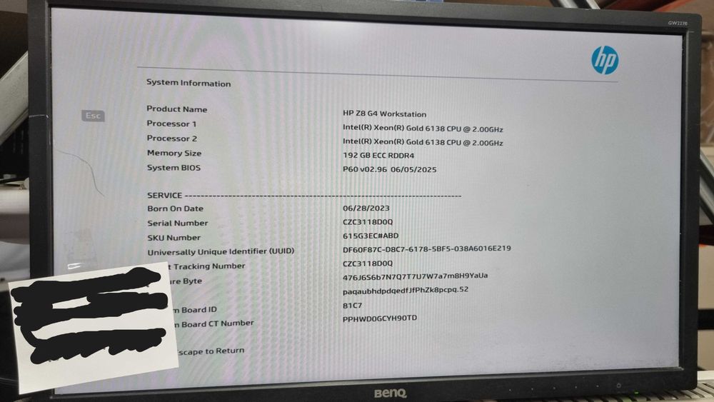 HP Z8 G4 | 2x Xeon Gold 6138 | 192GB RAM | RTX 2080 Ti 22GB | 1TB NVMe