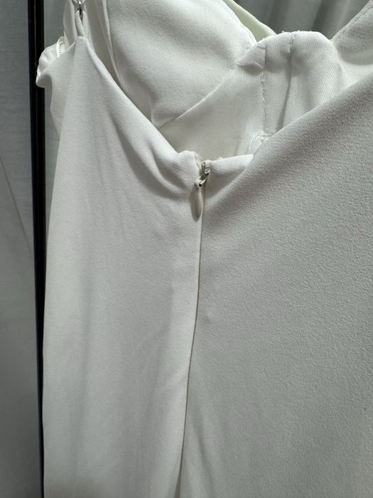 Rochie albă midi bodycon cu drapaje bretele subtiri Zara mărimea S