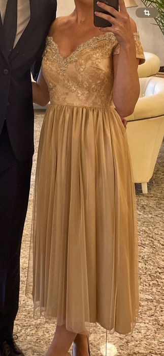 Vand rochie midi nude cu insertii