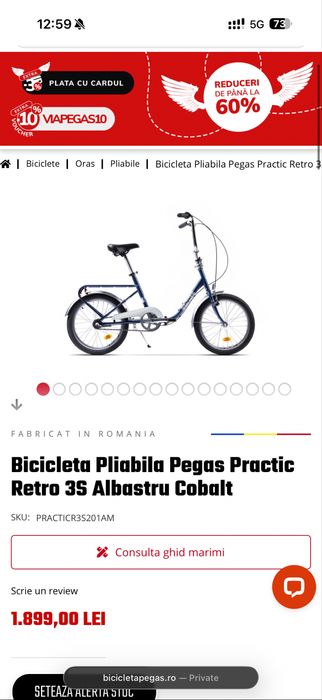 Bicicleta Pliabila Pegas Retro 3s