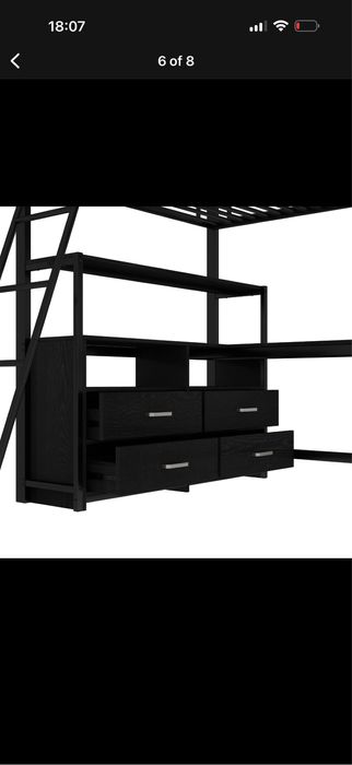 Pat Supraetajat cu Birou si dulap Metalic/MDF Fleiks Germania