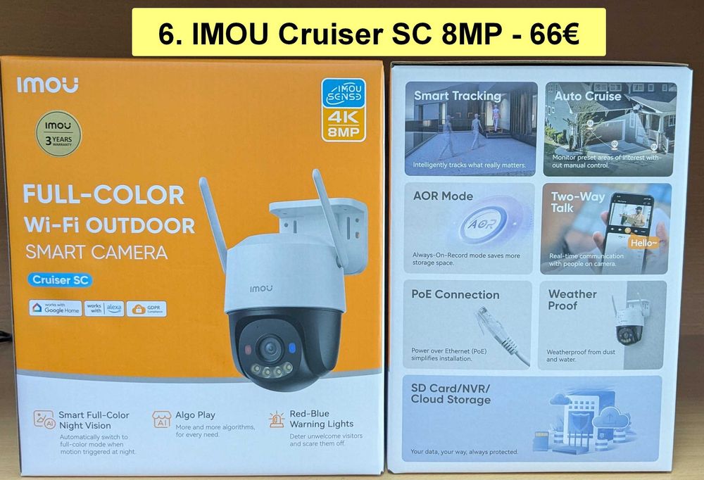 12 вида НОВИ Wi-Fi IP камери IMOU Bullet 3 2C, Cruiser 2 2C Dual SC 4G, Cell PT Lite, AOV DUAL PT 4G sim и NVR-N110W-8A0E-P