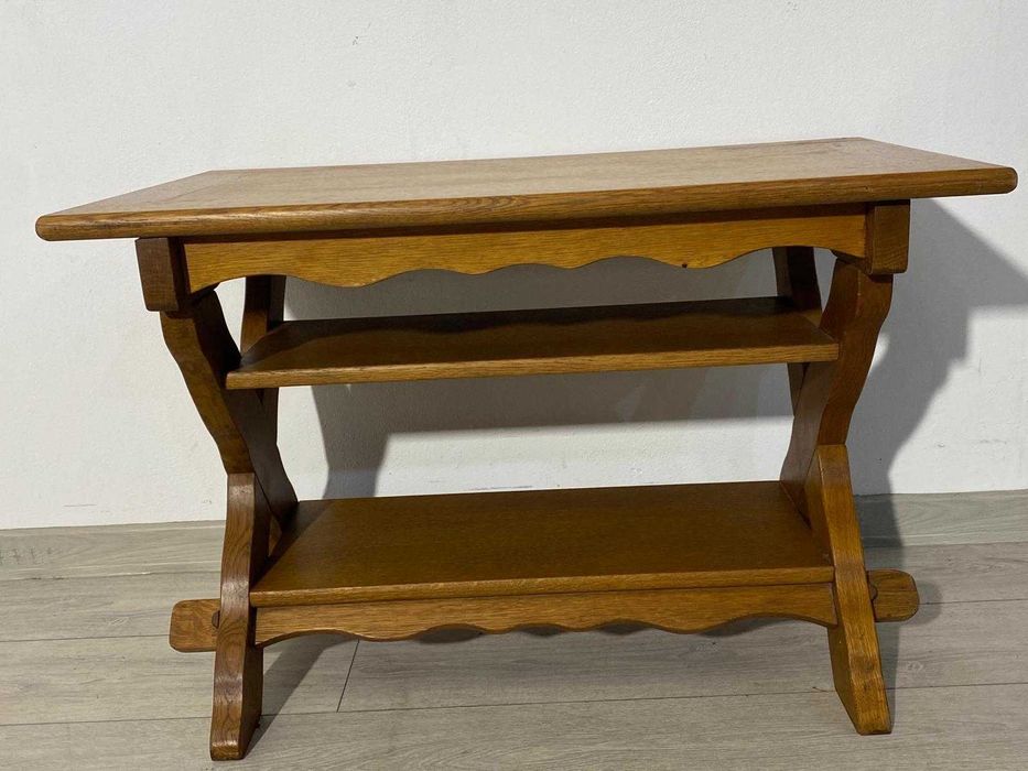 Masă de Cafea 82x50 cm; Măsuță Solidă din Lemn de Stejar