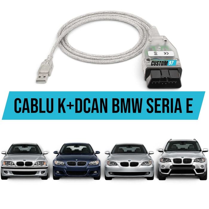 Cablu K+DCAN diagnoza BMW seria E E46, E39, E60, E61, E90, E91, E92, E93, E87, E82, E83, E70, E71, E63, E64, E65, E66, E85, E86, E89, E84, E88