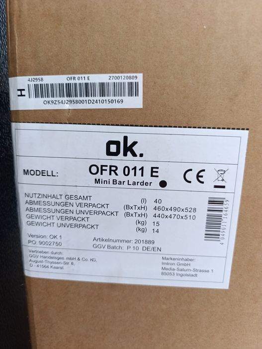 Нов!!! Мини хладилник OK  OFR 011E 40 литра