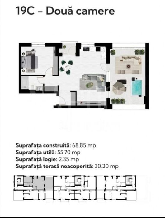 Apartament 2 camere de vanzare in Baile Felix, Cordau