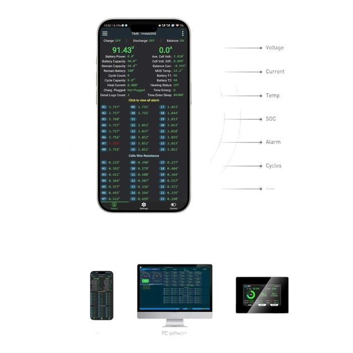 Display BMS Jikong 4.3 inch V19, compatibil 8S/16S, LiFePO4