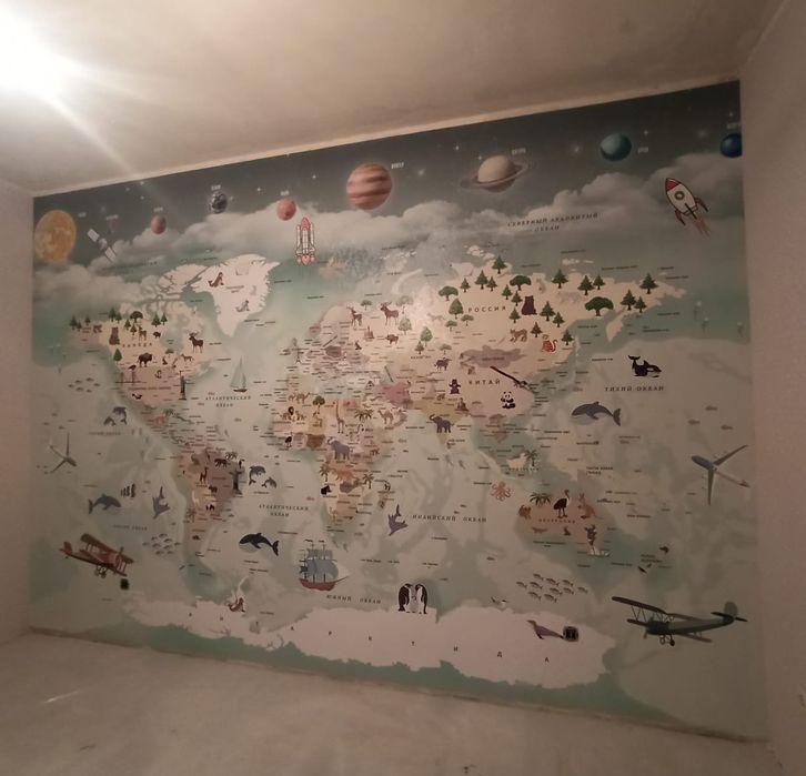 Поклейка обоев, шпаклёвка