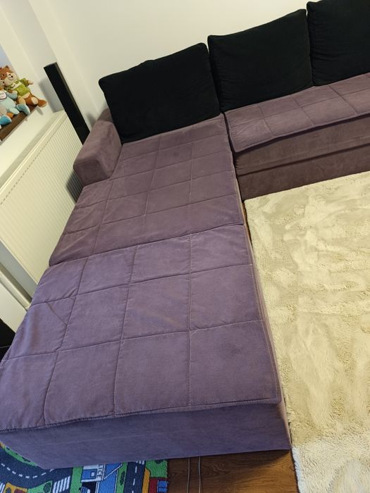 Canapea extensibilă in forma de L cu spațiu de depozitare