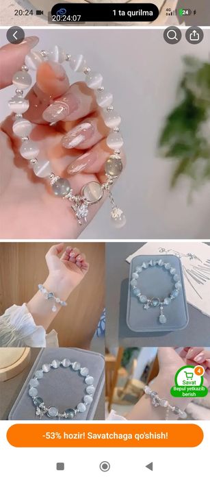 Har hil rangi kristall bilaguzuk munchoqlar