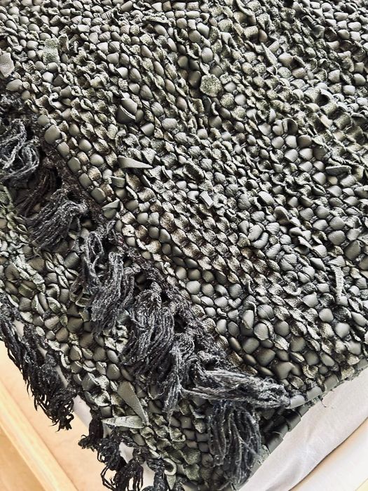 Плетен Черен килим еко кожа Zara Home