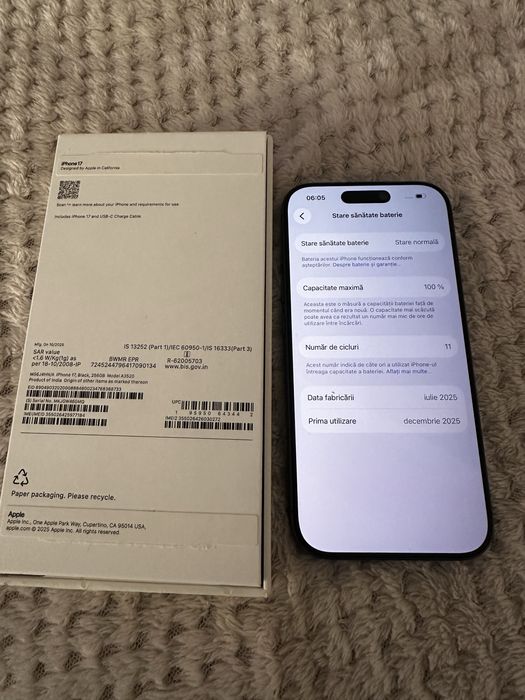 Iphone  17 nou, 256 gb