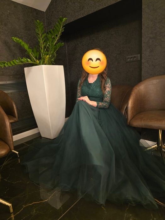 Rochie lunga pentru evenimente, verde închis, mărimea S/ M