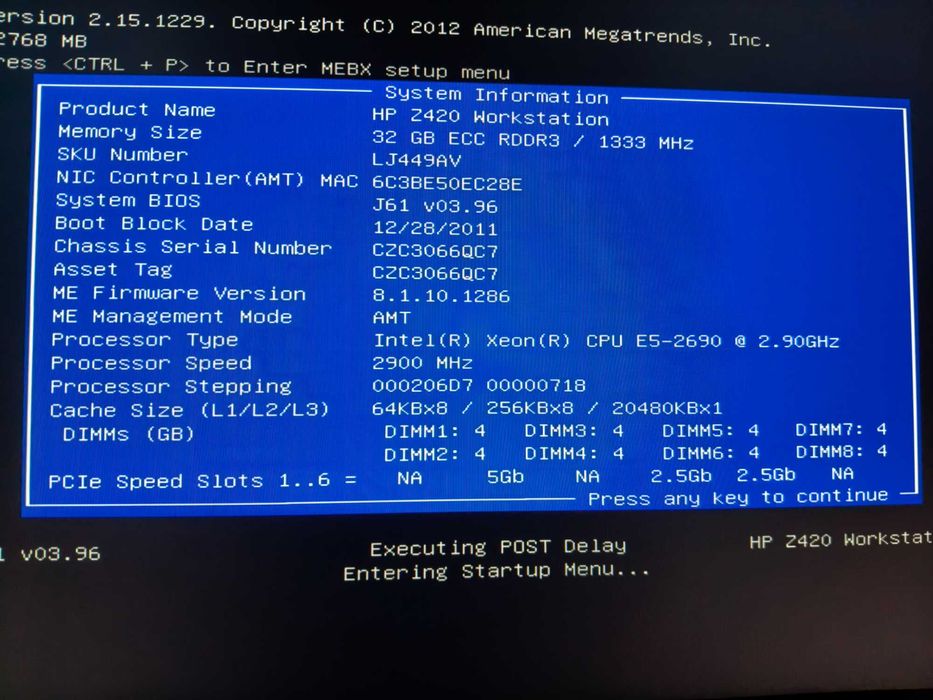Calculator HP Z420 32gb DDR3 128SSD XEON E5 2690 8core nvidia GTX1050