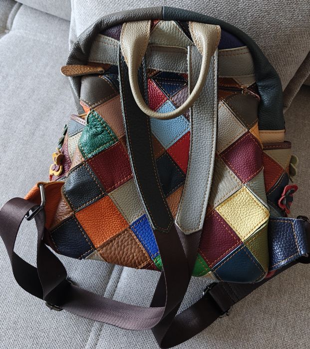 Rucsac multicolor piele naturala
