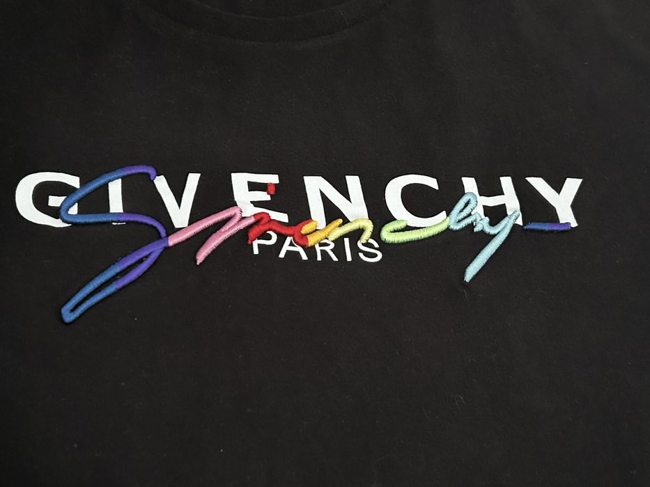 Givenchy Black Logo Embroidered Cotton T-Shirt XL