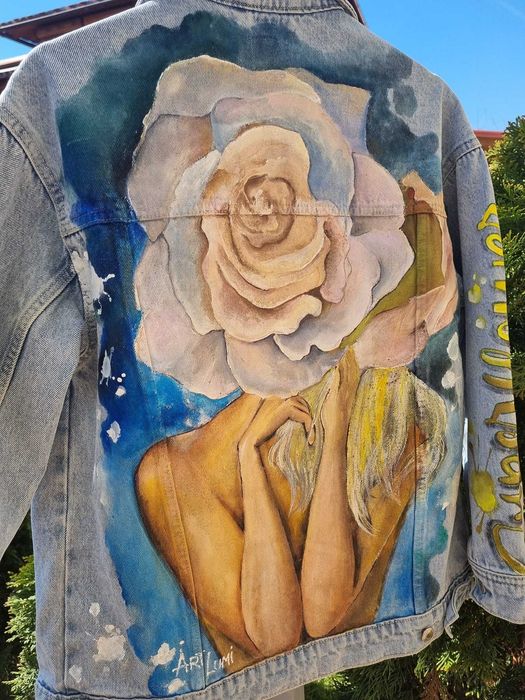 Geaca denim pictata manual