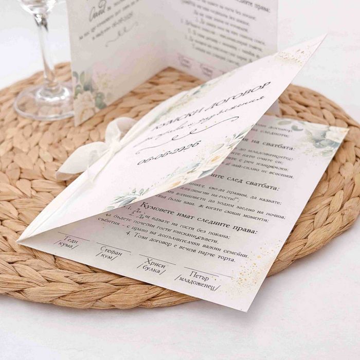 Аксесоари Подаръчни кутии за Кумове, Чаши Кум и Кума Договор за Кумове