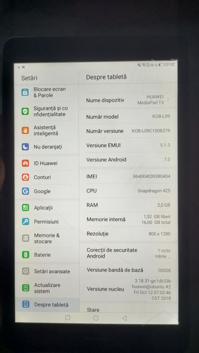 Tableta Huawei MatePad T3, 8", 2GB/16GB, 4G, gri