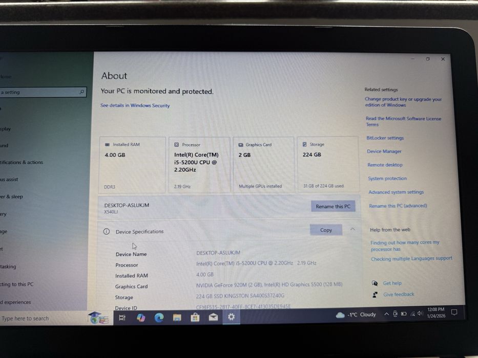 Laptop Asus  Intel I5+ Nvidia GeForce 920M
