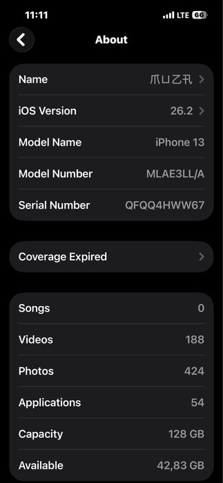 Iphone 13  128 gb  Battery Capacity 100%