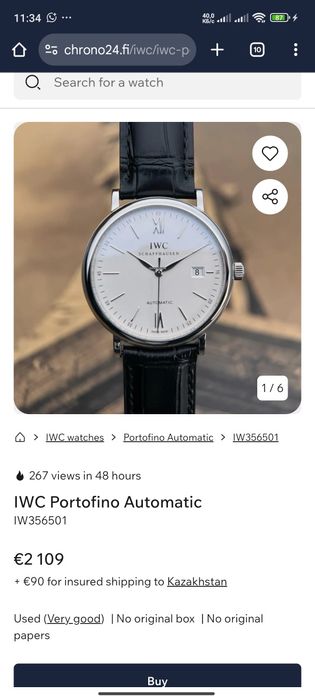 Наручные мужские часы IWC Portofino