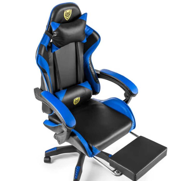 Геймърски стол с регулируема височина, лумбална възглавница