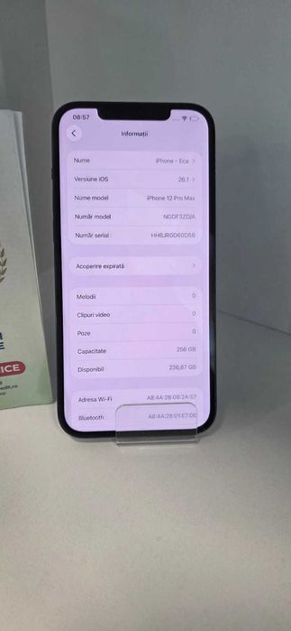 iPhone 12 Pro Max 256Gb (Ag8 Tudor1/B74242) - Garantie 2 ani!