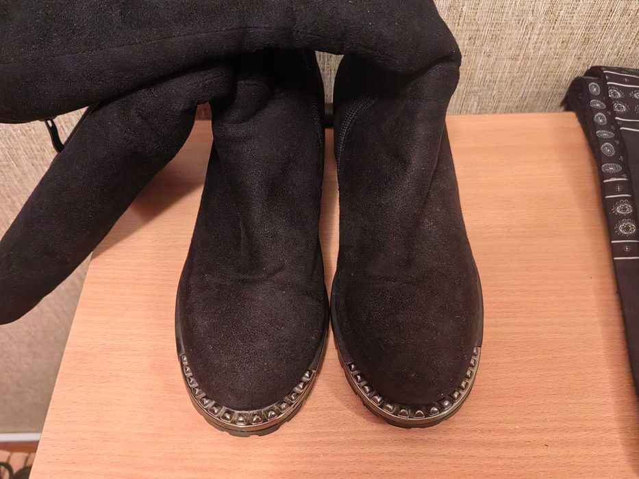 Зимние сапоги, замша