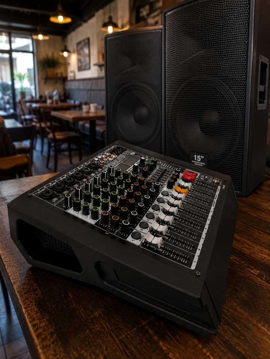 Activ mixer audio 6 canale 2 x 450W ZZPK6 256 Efecte DSP Stereo Bluetooth USB Egalizator cu Amplificator