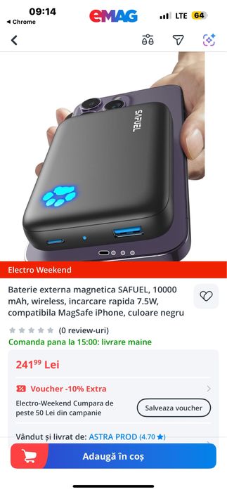 Baterie externa wirleess fast charge