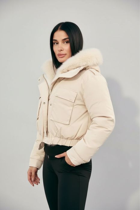 Уникално зимно яке с пухена яка три цвята