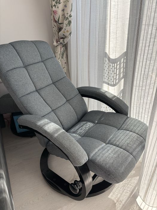 Fotoliu cu recliner, rotativ si suport picioare din textil