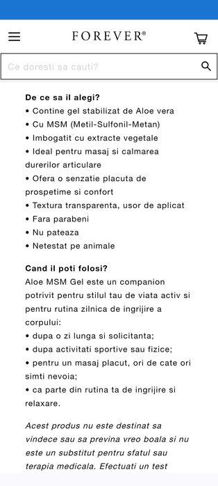 Aloe MSM gel dureri