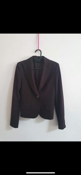 Costum sacou pantaloni noi dama maro si negru